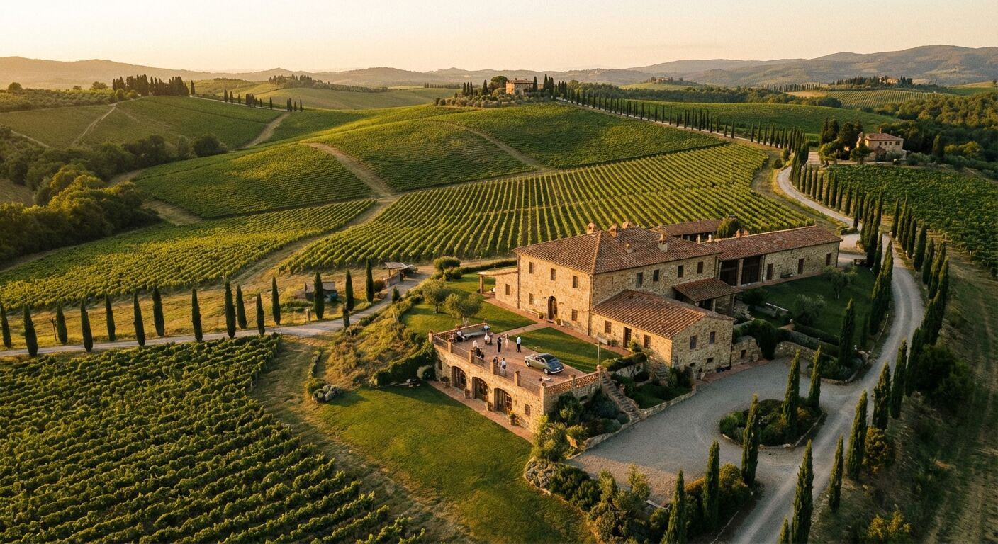 Vineyard estate with rolling hills